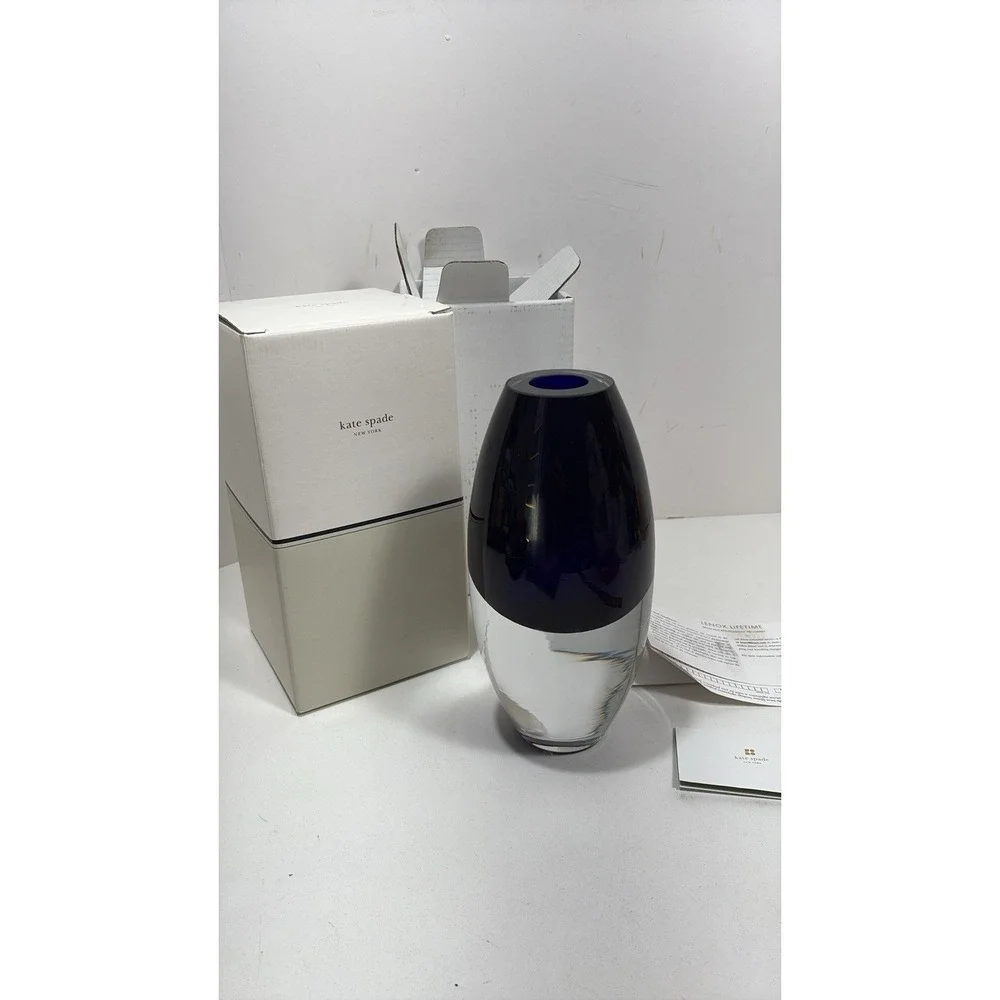 Kate Spade NY‎ Lenox Garden Street Vase Cobalt Blue & Crystal 9.5
